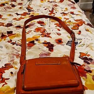 Fossil genuine leather purse handbag with long strap